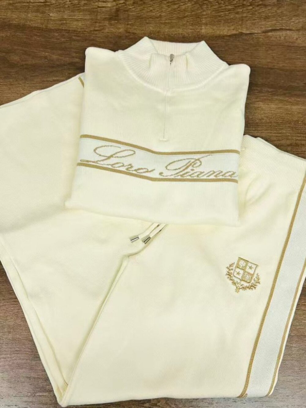 Loro Piana Cream Knit 2‑Piece Tracksuit Set